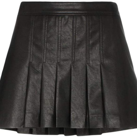 WE11DONE PLEATED VEGAN-LEATHER MINI SKIRT - GREEN - Picture 7 of 7
